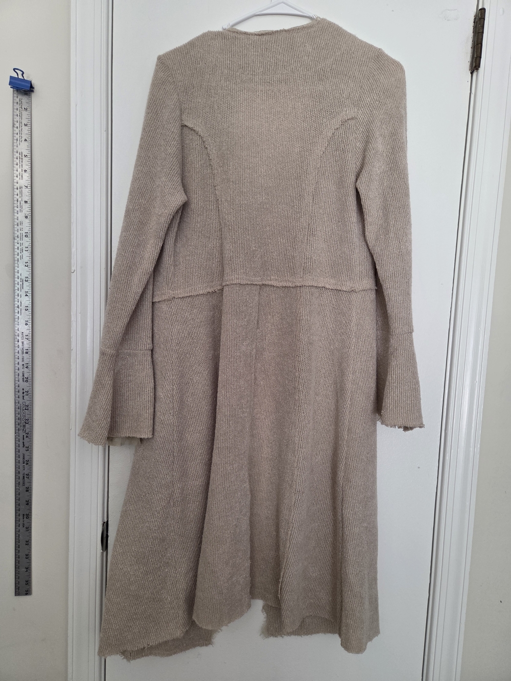 VOCAL USA Beige Knit Duster Cardigan NWOT Small Lace Bell Sleeve Boho Western - Picture 5 of 6